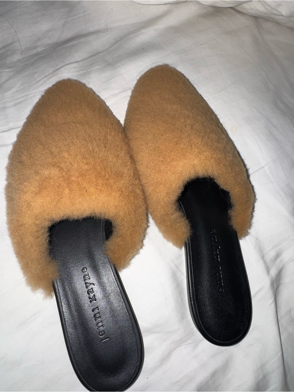 Jenni Kayne Camel Faux Shearling Slip-On Mules 6.5 Never Worn - No Box - Picture 2 of 4